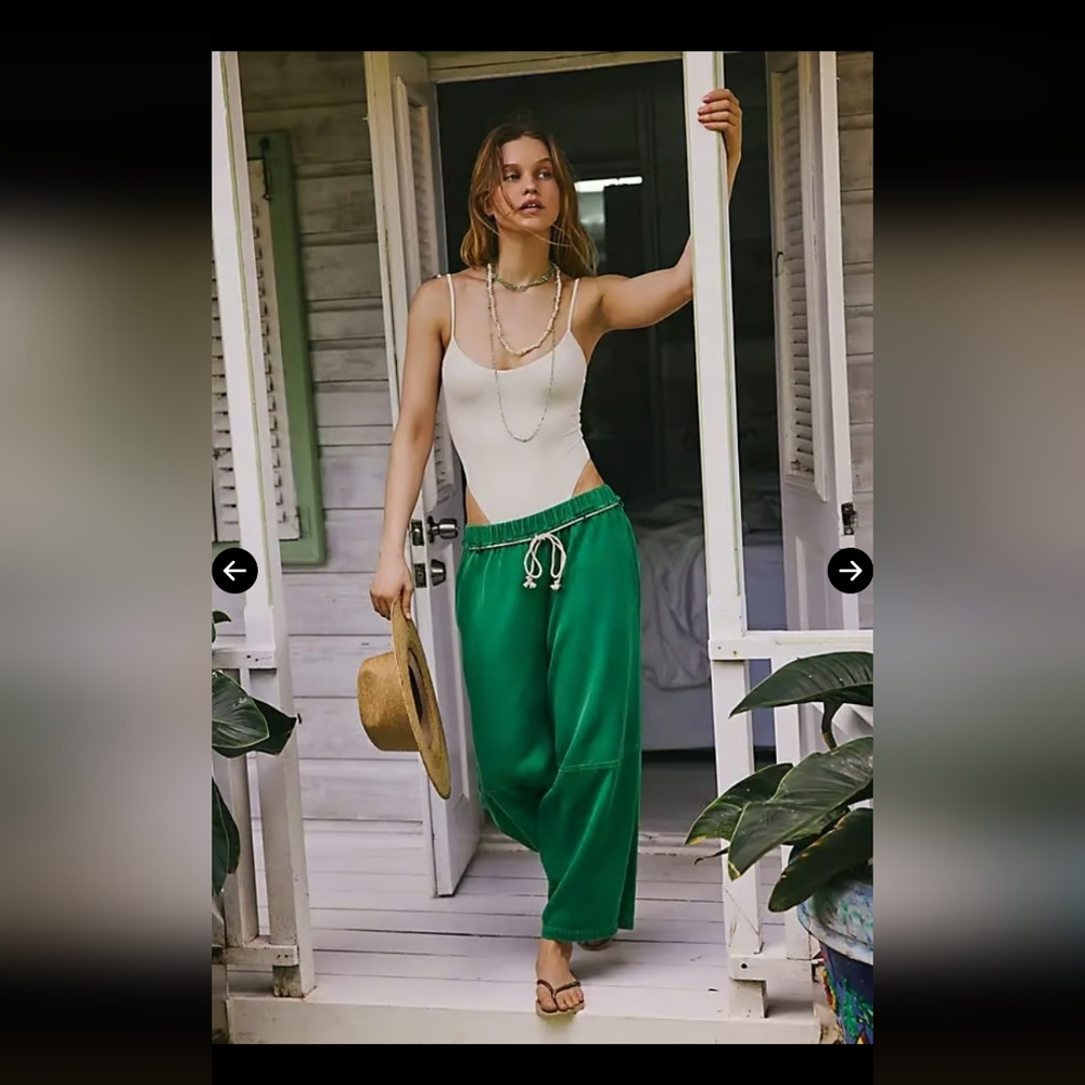 NWOT Free People Kayden Loose for Barrel Pants - Green, First Tree - XS - Picture 4 of 4